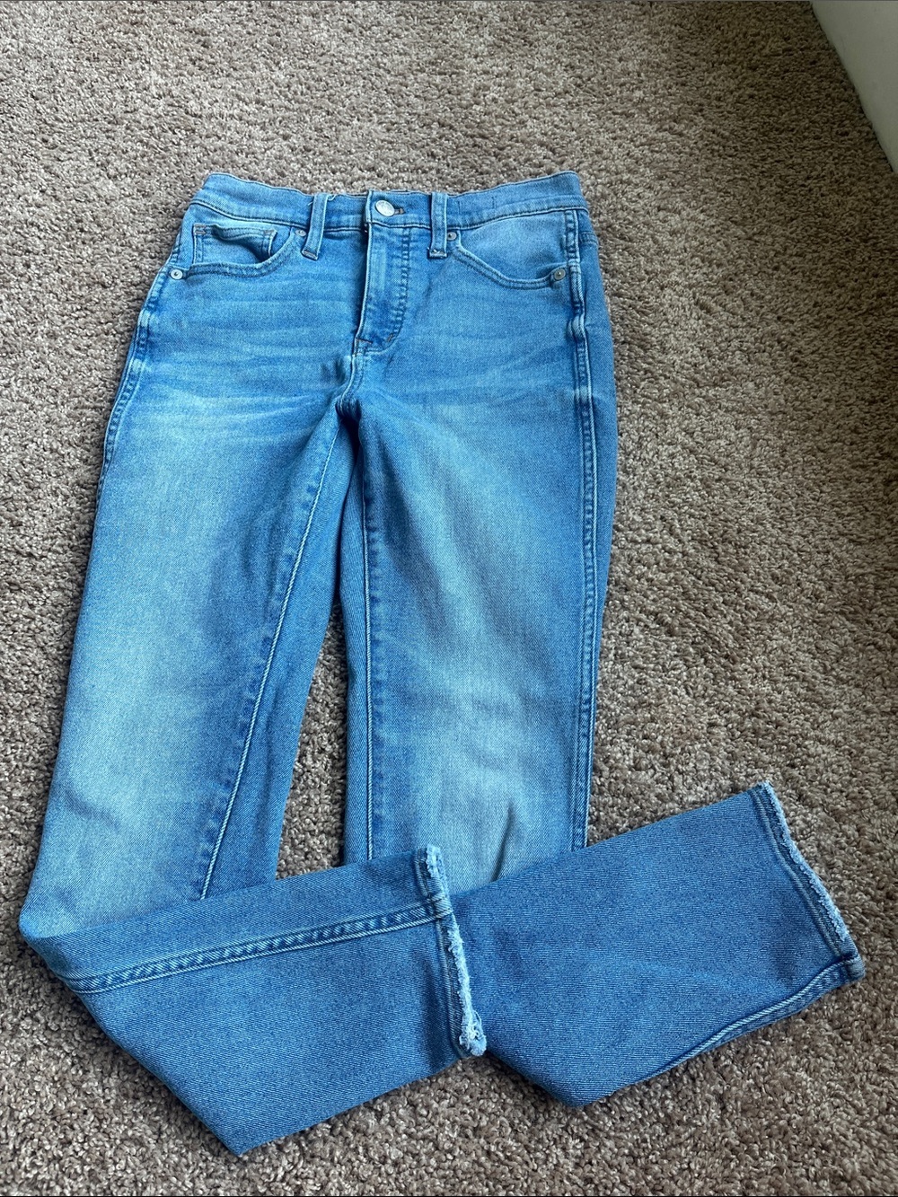 Madewell 10” High Rise Skinny Crop Straight-Leg Jeans in Medium Blue Wash Size 2